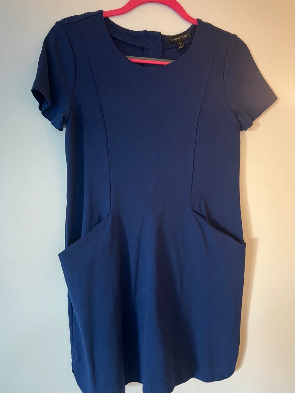 Banana Republic Navy Short-Sleeve Pocket Shift Dress